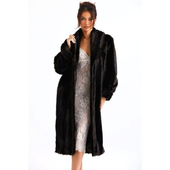 💥VINTAGE GLAM💥VTG 70s/80s LUXURY FAUX MINK FUR LONGLINE COAT in DARK BROWN - Picture 2 of 16